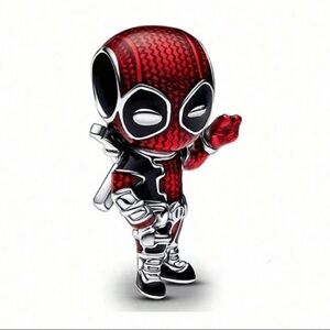 S925 Sterling Silver DEADPOOL Inspired Red and Black Charm - NWT